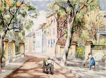 At The Bend, Church Street, Charleston Artwork by Alfred Hutty
