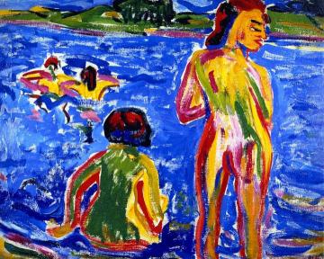 Bathers In A Pond Artwork by Erich Heckel