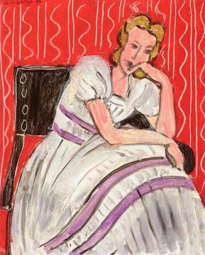 Seated Young Woman in a Grey Dress Artwork by Henri Matisse