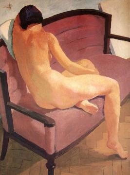 Sitting Nude, Back View Artwork by Karoly Patko