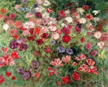 Large Bed of Flowers Artwork by Georges D'espagnat