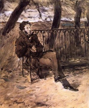 Alexander Pushkin on a Park Bench Artwork by Valentin Serov