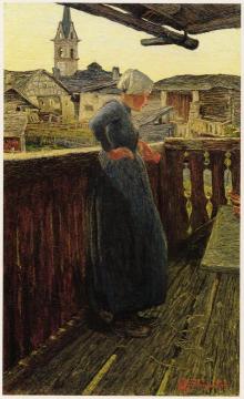 Sul balcone Artwork by Giovanni Segantini