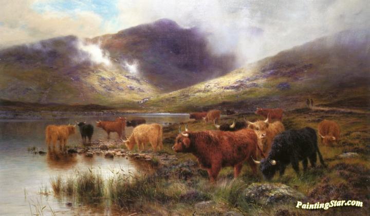 The Head of the Loch, Showery Weather Artwork by Louis Bosworth Hurt