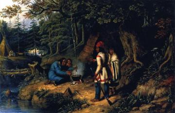 A Caughnawage Indian Encampment Artwork by Cornelius Krieghoff