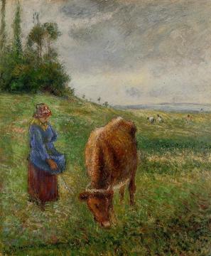 Cowherd, Pontoise Artwork by Camille Pissarro