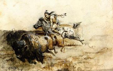 Buffalo Hunter Artwork by Charles Marion Russell