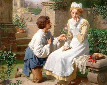 Romantic Scene In The Garden Of Belvedere Artwork by Julius Victor Berger