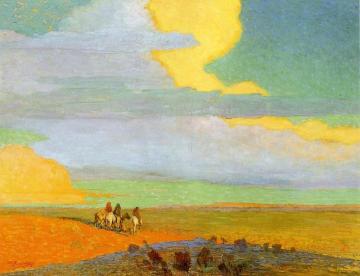 Traveling North At Sunrise Artwork by Oscar Berninghaus