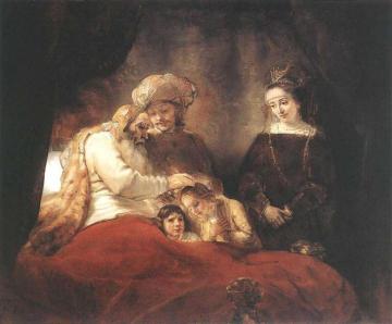 Jacob Blessing the Children of Joseph Artwork by Rembrandt van Rijn