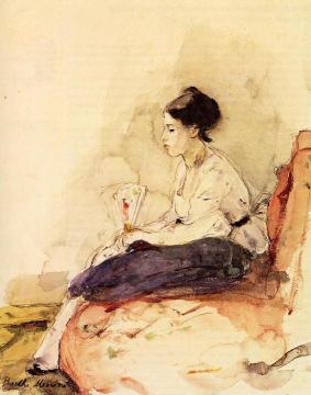 On the Sofa Artwork by Berthe Morisot