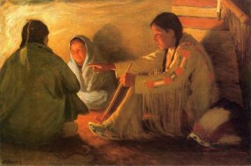 Indians by the Fire Artwork by Joseph Henry Sharp