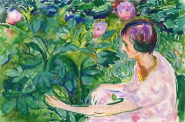 Woman With Peonies Artwork by Edvard Munch