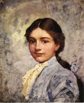 Girl In Blue Blouse Artwork by Frank Duveneck