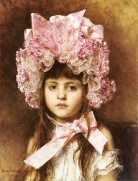 The Pink Bonnet Artwork by Alexei Harlamoff
