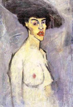 Nude with Hat Artwork by Amedeo Modigliani