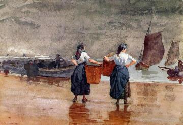 Fishergirls on the Beach, Tynemouth Artwork by Winslow Homer