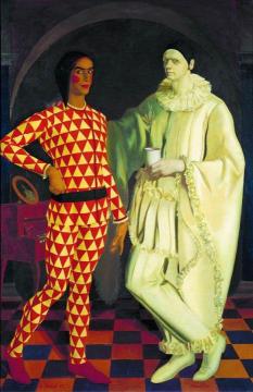 Pierrot And Harlequin Artwork by Alexander Evgenievich Yakovlev