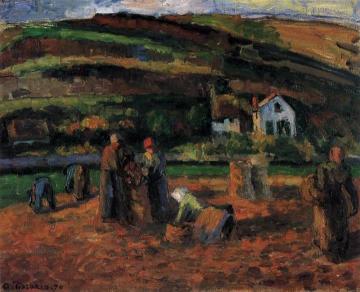 The Potato Harvest Artwork by Camille Pissarro