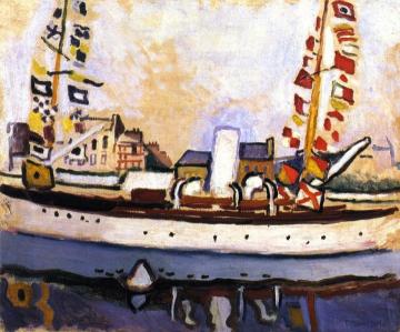 Flag Draped Boat Artwork by Raoul Dufy