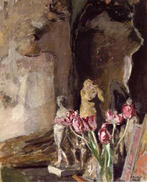 Tulips and Statuettes Artwork by Edouard Vuillard