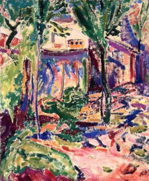 Landscape with Houses and Wall, Frost and Fog, Eragny Artwork by Alfred Henry Maurer