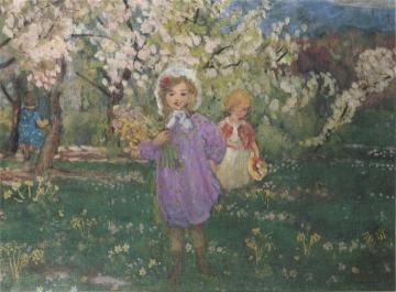 Children with spring flowers Artwork by Henri Lebasque