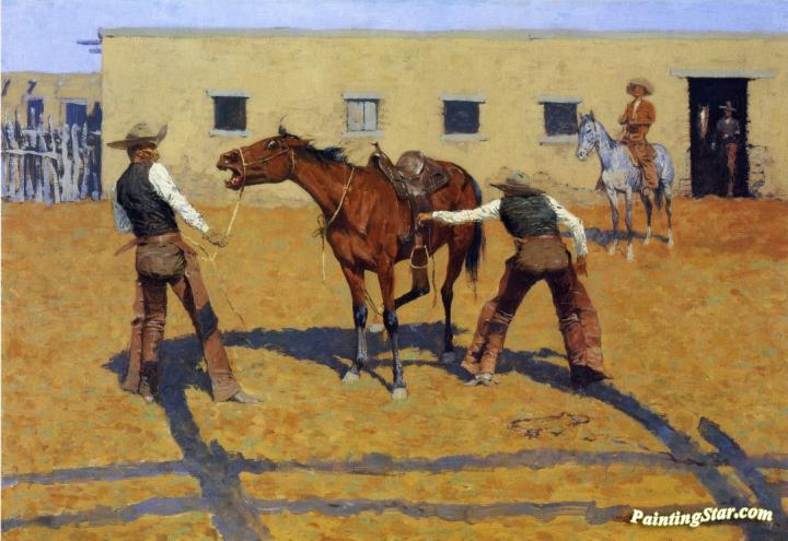 His First Lesson Artwork by Frederic Remington