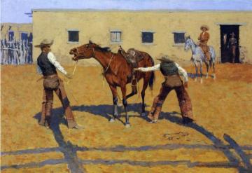 His First Lesson Artwork by Frederic Remington