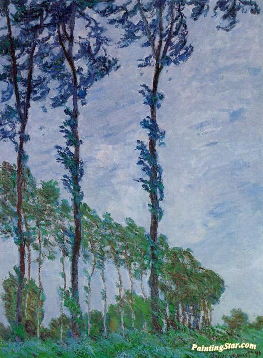 Poplars, Wind Effect Artwork by Claude Oscar Monet