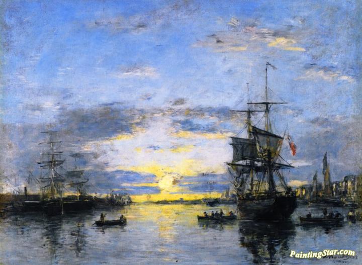 Le Havre, The Outer Harbor at Sunset Artwork by Eugène-Louis Boudin