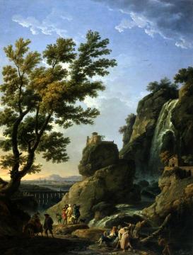 Landscape with Waterfall and Figures Artwork by Claude-Joseph Vernet