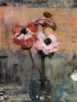 Anemones In A Vase Artwork by Piet Mondrian