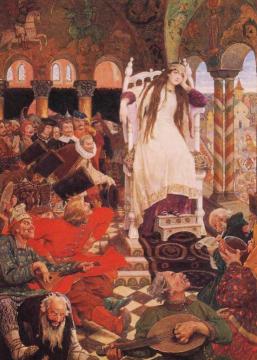 The Unsmiling Tsarevna Artwork by Victor Mikhail Vasnetsov