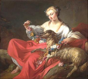 The Favorite Lamb Artwork by Jean-Baptiste Marie Pierre