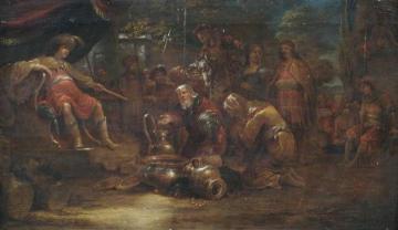 King Solomon Receives The Queen Of Saba Artwork by Leonaert Bramer