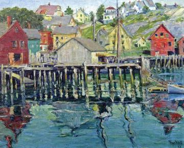 Wharves At Cripple Cove, East Cloucester Artwork by Max Kuehne
