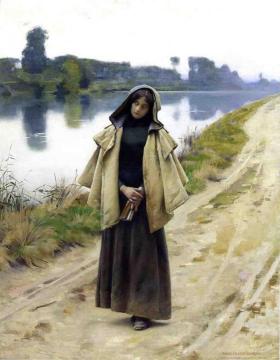 Girl By A Path Artwork by Charles Sprague Pearce