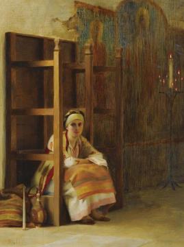 Young Girl In A Greek Church Artwork by Theodoros Ralli
