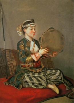 Turkish Woman with a Tambourine Artwork by Jean Etienne Liotard