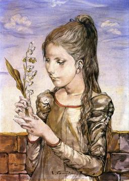 Girl with Lily of the Valley Artwork by Tsuguharu Foujita