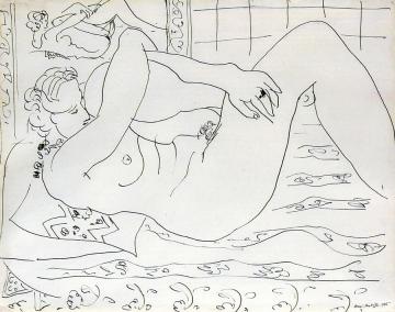 Reclining Nude with Mirror Artwork by Henri Matisse