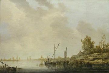 A River Scene With Distant Windmills Artwork by Aelbert Cuyp
