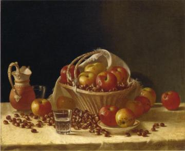 Still Life with Apples, a Basket and Chestnuts Artwork by John F. Francis