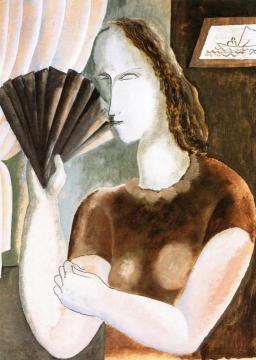 Woman with Fan Artwork by Ossip Zadkine