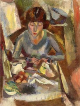 Hermine David at the Table Artwork by Jules Pascin