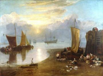 Sun Rising through Vapour; Fishermen Cleaning and Selling Fish Artwork by Joseph Mallord William Turner