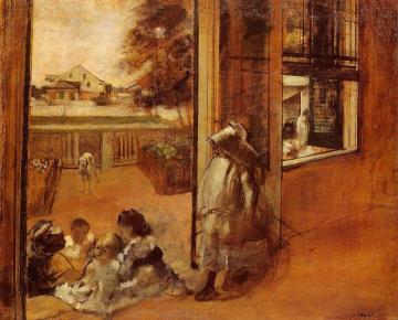 Children on a Doorstep Artwork by Edgar Degas