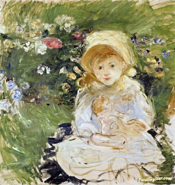 Young Girl with Doll Artwork by Berthe Morisot