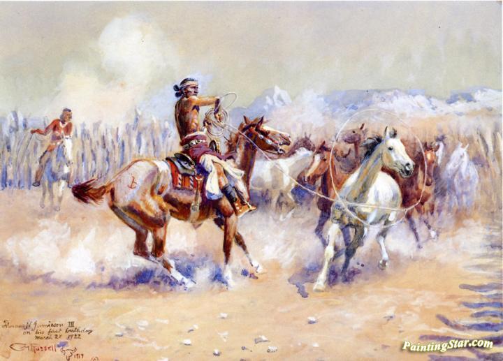 Navajo Wild Horse Hunters Artwork by Charles Marion Russell